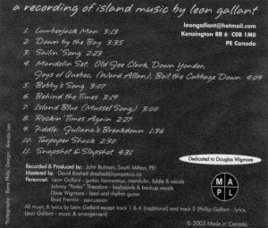 Back cover of Down by the Bay CD
